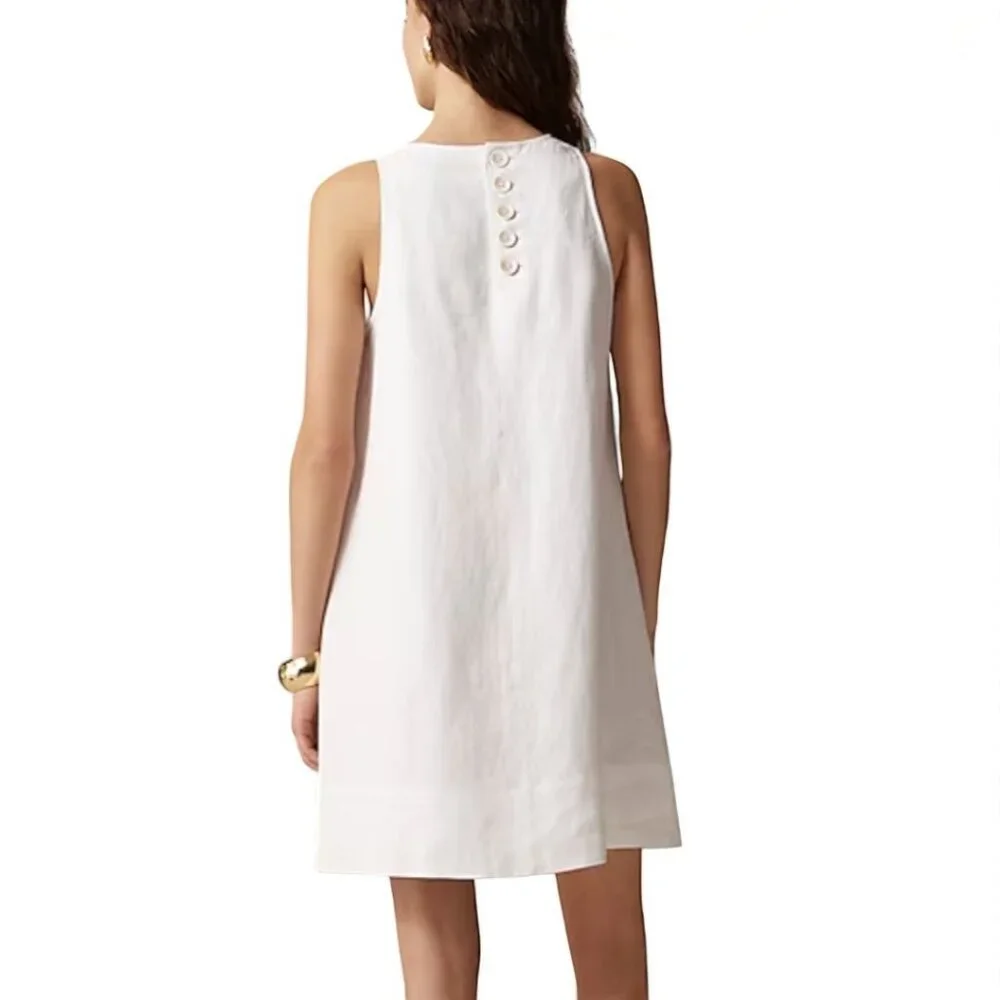 J. Crew Maxine button-back dress in linen Size Small - Picture 2 of 13